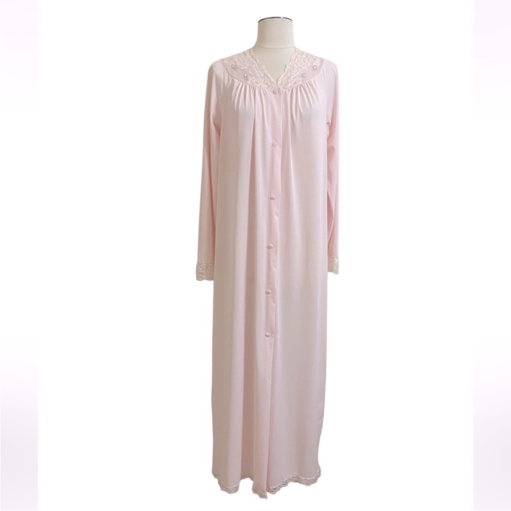 VINTAGE SHADOWLINE Womens Pale Pink Full Length Peignoir Robe Size Small